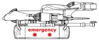 Exchangeable emergency containe for air ambulance services or delivery of urgently needed medical goods